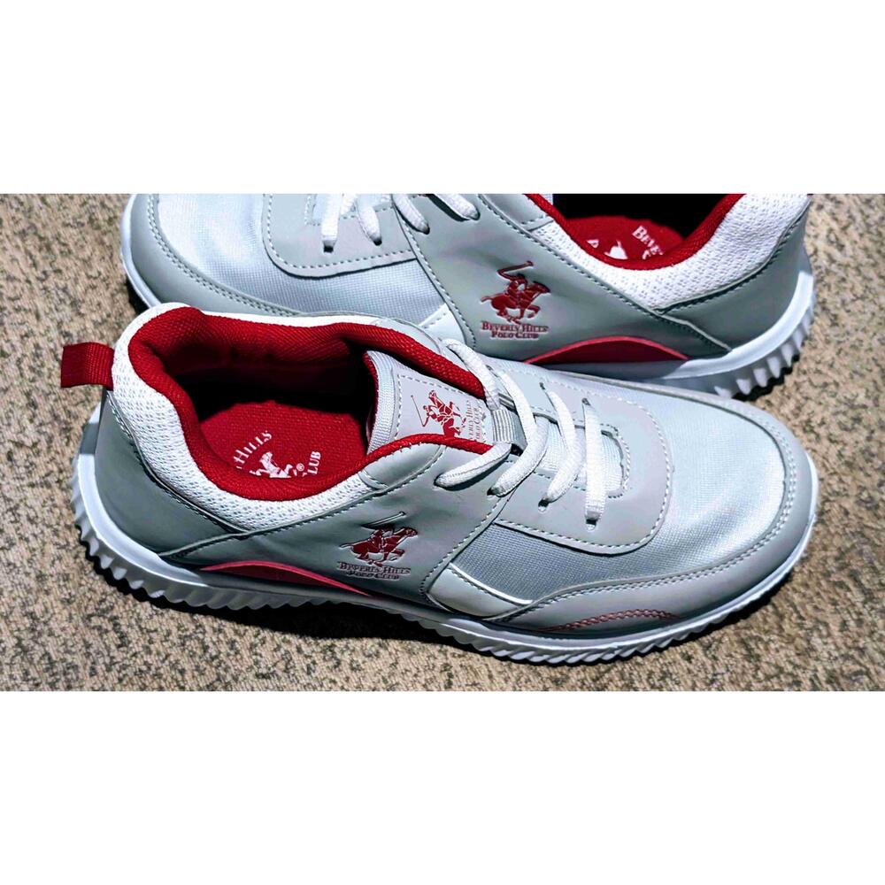Beverly Hills Polo Boys White Red Lace-Up Sneakers Size 3